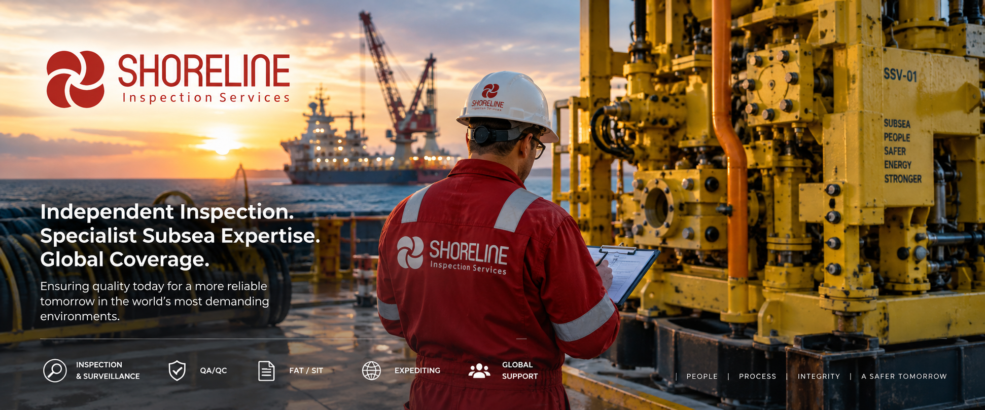 Shoreline Inspection Services subsea inspection specialist working on offshore equipment